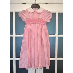 ✨EUC✨ RARE EDITIONS SHORT SLEEVE PINK & WHITE STRIPE SMOCKED DRESS 🌸🤍